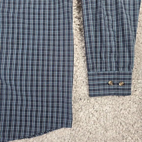 Ariat Pro Series Shirt Mens Medium Blue Plaid Button Up Long Sleeve Vented - Picture 3 of 11